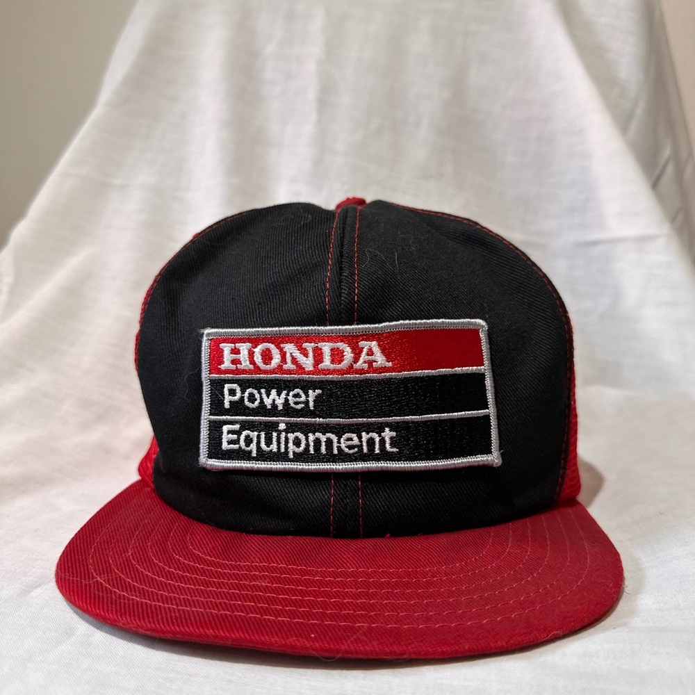 Vintage Honda Power Equipment Black and Red Trucker Hat